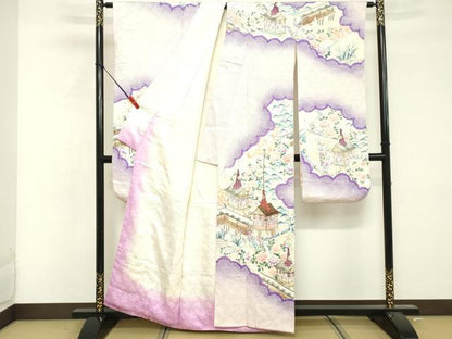 平和屋着物■豪華振袖　絞り　風景文　金彩　正絹　逸品　DABF4284cd