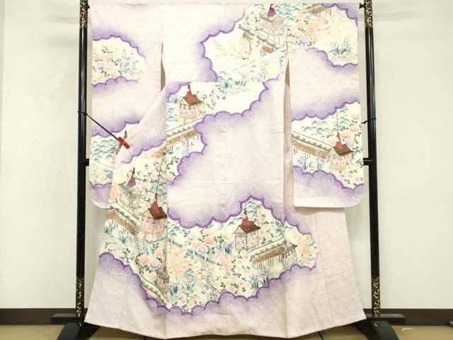 平和屋着物■豪華振袖　絞り　風景文　金彩　正絹　逸品　DABF4284cd