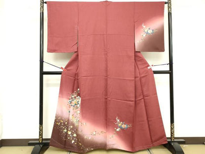 平和屋着物■訪問着 地紙花文 暈し染め 金彩 三越扱い 正絹 逸品 未使用 DABF4257cd