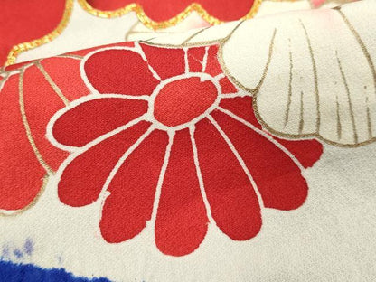 平和屋着物■豪華振袖 駒刺繍 絞り 草花文 金彩 ロング丈 正絹 逸品 DABF4285cd