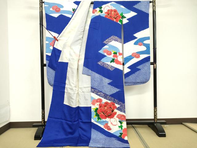 平和屋着物■豪華振袖 駒刺繍 絞り 草花文 金彩 ロング丈 正絹 逸品 DABF4285cd
