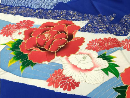 平和屋着物■豪華振袖 駒刺繍 絞り 草花文 金彩 ロング丈 正絹 逸品 DABF4285cd