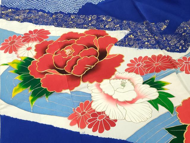 平和屋着物■豪華振袖 駒刺繍 絞り 草花文 金彩 ロング丈 正絹 逸品 DABF4285cd