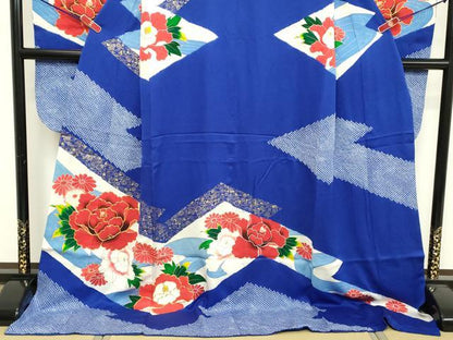 平和屋着物■豪華振袖 駒刺繍 絞り 草花文 金彩 ロング丈 正絹 逸品 DABF4285cd