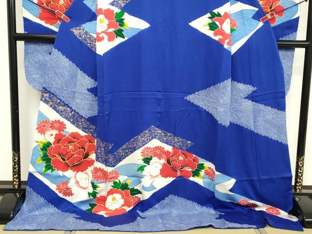 平和屋着物■豪華振袖 駒刺繍 絞り 草花文 金彩 ロング丈 正絹 逸品 DABF4285cd
