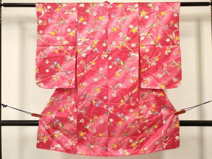 平和屋着物[]七五三　女の子　３歳　祝着　三つ身　束ね熨斗花文　暈し染め　金彩　DABE7188ma