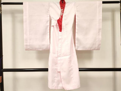 平和屋着物[]女の子　子供　長襦袢　袷　縞地紋　薄桜色　半衿刺繍　DABE7193ma