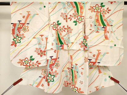 平和屋着物＊夏物　七五三　女の子　３歳　祝着　三つ身　絽　几帳花文　金彩　逸品　DABE7189ma