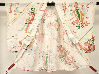 平和屋着物＊夏物　七五三　女の子　３歳　祝着　三つ身　絽　几帳花文　金彩　逸品　DABE7189ma