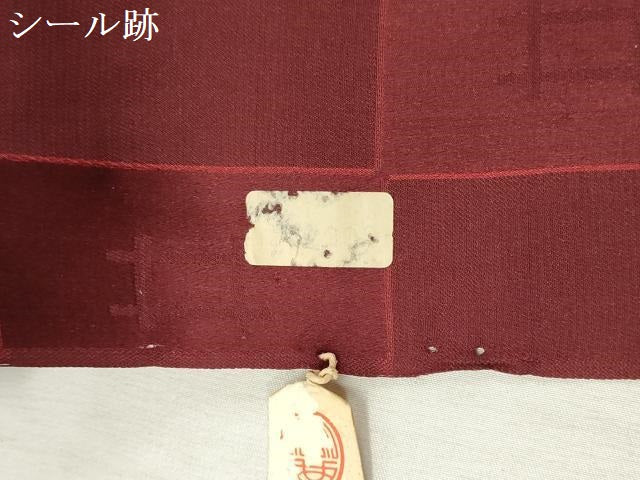 平和屋着物▼羽織・コート 雨コート 反物 羽尺 変わり市松 真紅色 防水 はっ水 逸品 未使用 DABE3388we