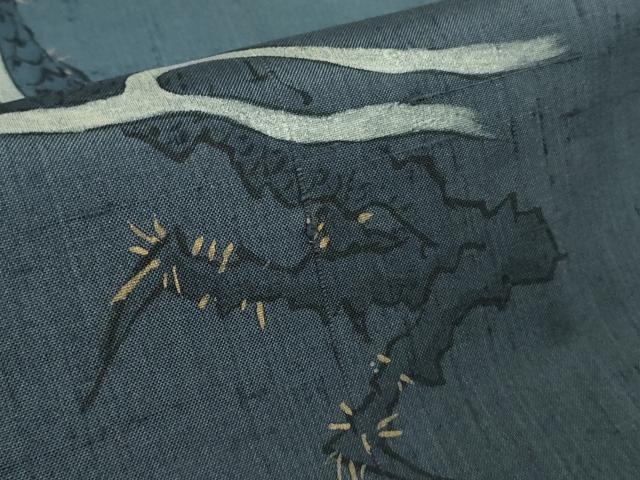 平和屋着物●極上　訪問着　紬地　手描き　龍　暈し染め　金彩　逸品　DZAB7626kh6