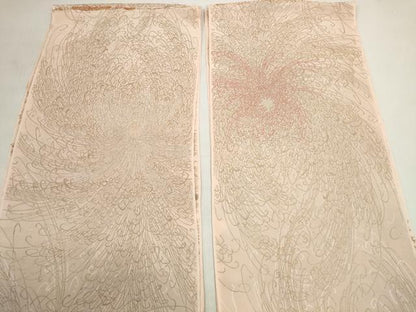 平和屋着物▼お召　解き反物　着尺　寿光織　乱菊　金糸　裁断済　逸品　DABD8127zzz