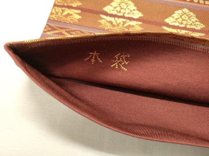 平和屋着物▼全通柄 本袋帯 名物裂文様 金糸 正絹 逸品 DABF2178fe