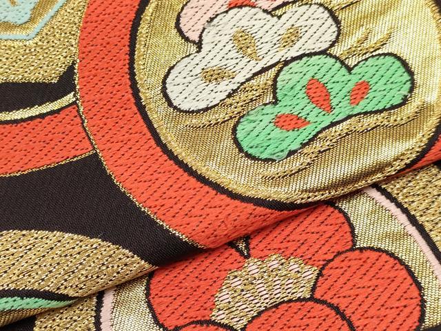 平和屋着物[]女の子　子供　丸帯　梅松丸文　黒地　金糸　逸品　DABE7204ma