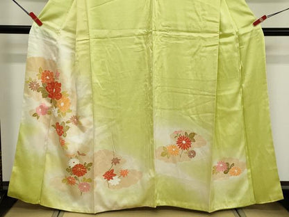 平和屋着物■上質な小紋　駒刺繍　草花文　暈し染め　正絹　逸品　DABF4328cd