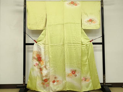 平和屋着物■上質な小紋　駒刺繍　草花文　暈し染め　正絹　逸品　DABF4328cd