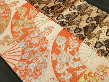 平和屋本店■子供帯 まとめて 35点 向かい鶴 蝶 花柄 七宝 アンティーク 金銀糸 など 着用可能多数 未使用品あり se027