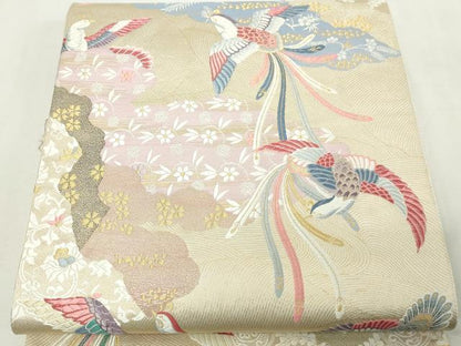 平和屋本店▼六通柄袋帯　唐織　雲取鳳凰文　本金箔　正絹　逸品　DABE9410sf