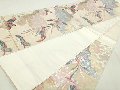 平和屋本店▼六通柄袋帯　唐織　雲取鳳凰文　本金箔　正絹　逸品　DABE9410sf