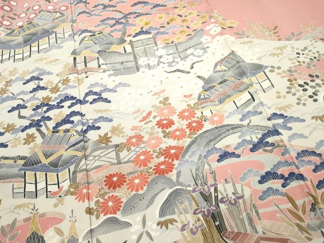平和屋着物■豪華色留袖 友禅 風景文 正絹 逸品 DABE6965zy