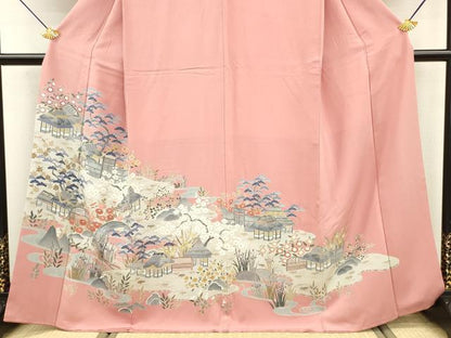 平和屋着物■豪華色留袖 友禅 風景文 正絹 逸品 DABE6965zy