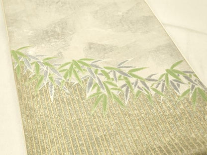 平和屋着物◎太鼓柄袋帯 笹竹文 金銀糸 正絹 逸品 DABE3951qp