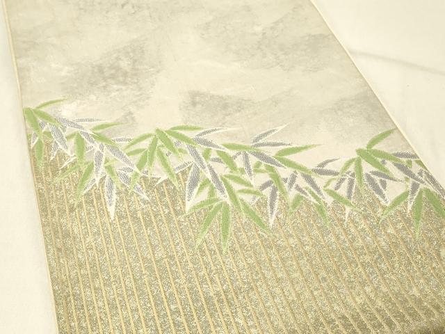 平和屋着物◎太鼓柄袋帯 笹竹文 金銀糸 正絹 逸品 DABE3951qp