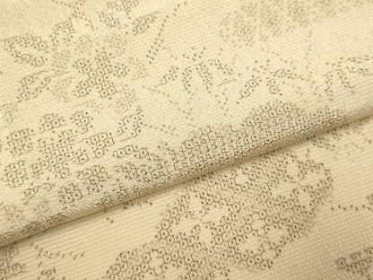 平和屋着物▽本塩沢　単衣　110亀甲　エ霞吉祥花文　正絹　逸品　DABE9981du