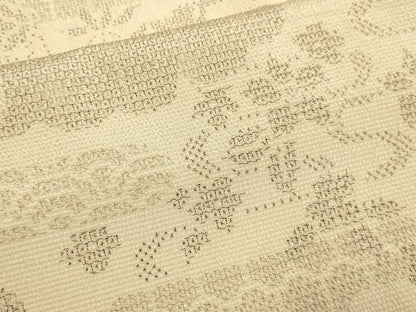 平和屋着物▽本塩沢　単衣　110亀甲　エ霞吉祥花文　正絹　逸品　DABE9981du