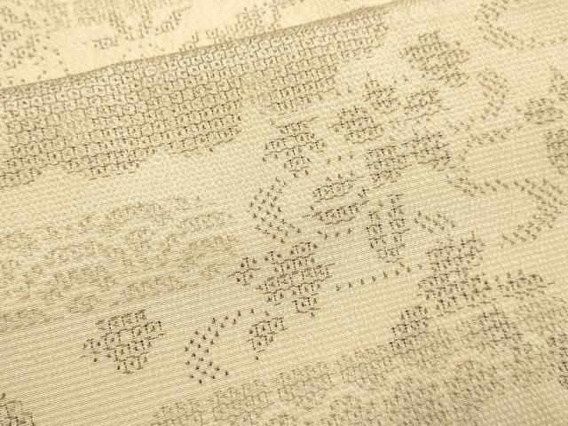 平和屋着物▽本塩沢　単衣　110亀甲　エ霞吉祥花文　正絹　逸品　DABE9981du