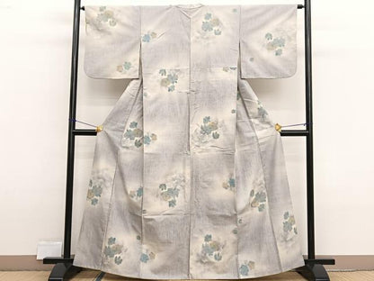 平和屋着物■上質な紬 草花文 正絹 逸品 BAAX2325hv