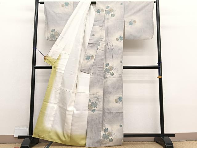 平和屋着物■上質な紬 草花文 正絹 逸品 BAAX2325hv
