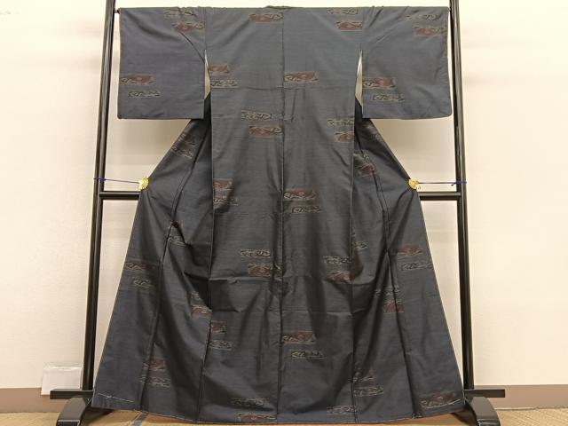 平和屋着物■本場大島紬 横段花文 やまと誂製 正絹 逸品 未使用 BAAX2321hv