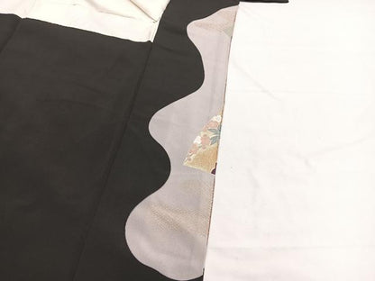 平和屋着物■豪華黒留袖 駒刺繍 地紙風景文 暈し染め 金彩 正絹 逸品 BAAX2330hv