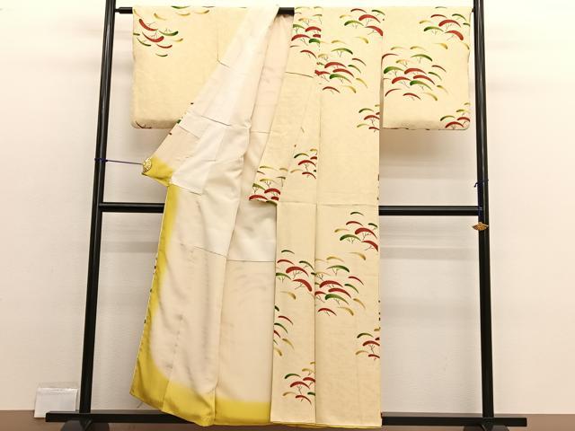 平和屋着物■上質な小紋　手描き　松林　暈し染め　正絹　逸品　BAAX2344hv