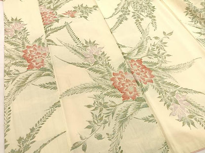 平和屋着物■上質なお召　草花文　金糸　正絹　逸品　BAAX2366hv