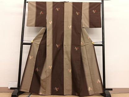 平和屋着物■上質な紬 舞蝶文 正絹 逸品 BAAX2329hv