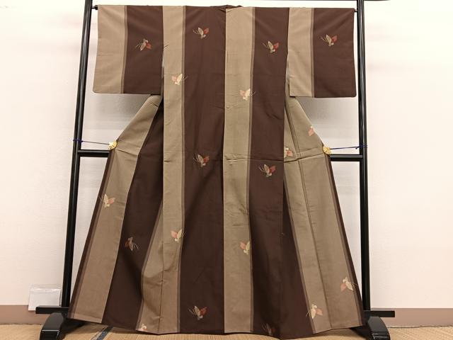 平和屋着物■上質な紬 舞蝶文 正絹 逸品 BAAX2329hv