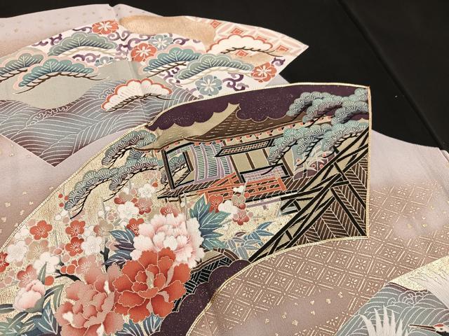 平和屋着物■豪華黒留袖 駒刺繍 地紙風景文 暈し染め 金彩 正絹 逸品 BAAX2330hv