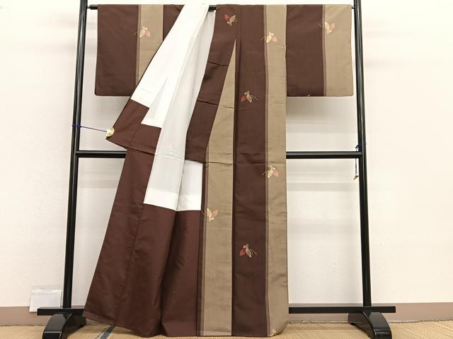 平和屋着物■上質な紬 舞蝶文 正絹 逸品 BAAX2329hv
