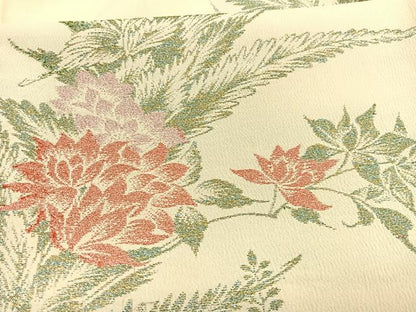 平和屋着物■上質なお召　草花文　金糸　正絹　逸品　BAAX2366hv