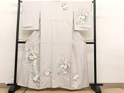 平和屋着物■訪問着　友禅　刺繍　花車文　暈し染め　正絹　逸品　BAAX2381hv