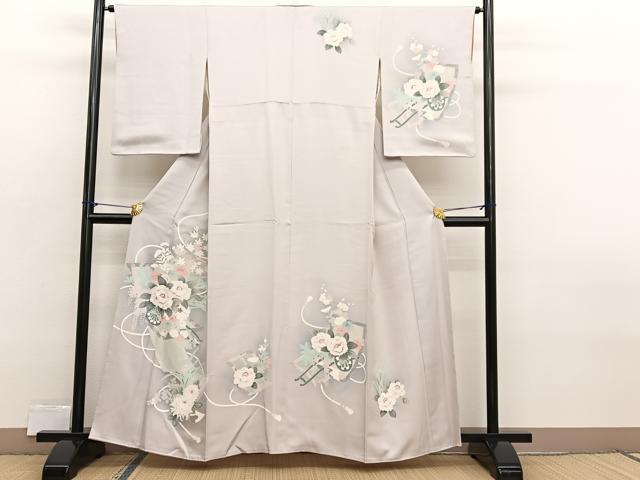平和屋着物■訪問着　友禅　刺繍　花車文　暈し染め　正絹　逸品　BAAX2381hv