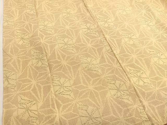 平和屋着物■上質な紬　麻の葉文様　正絹　逸品　未使用　BAAX2424hv