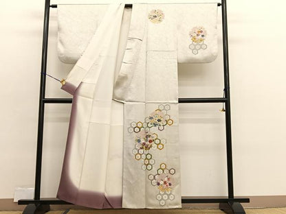平和屋着物■中国三大刺繍　相良刺繍　訪問着　駒刺繍　雪輪有職花文　金彩　正絹　逸品　BAAX2411hv