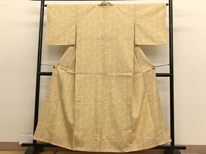 平和屋着物■上質な紬　麻の葉文様　正絹　逸品　未使用　BAAX2424hv