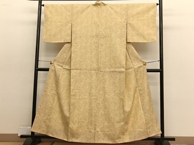 平和屋着物■上質な紬　麻の葉文様　正絹　逸品　未使用　BAAX2424hv