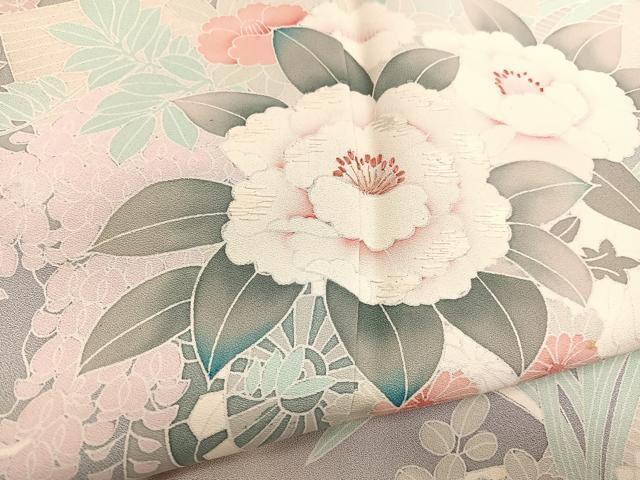 平和屋着物■訪問着　友禅　刺繍　花車文　暈し染め　正絹　逸品　BAAX2381hv