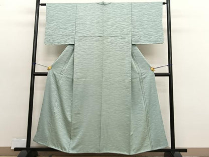 平和屋着物■上質な色無地　草葉地紋　青磁鼠色　正絹　逸品　BAAX2393hv