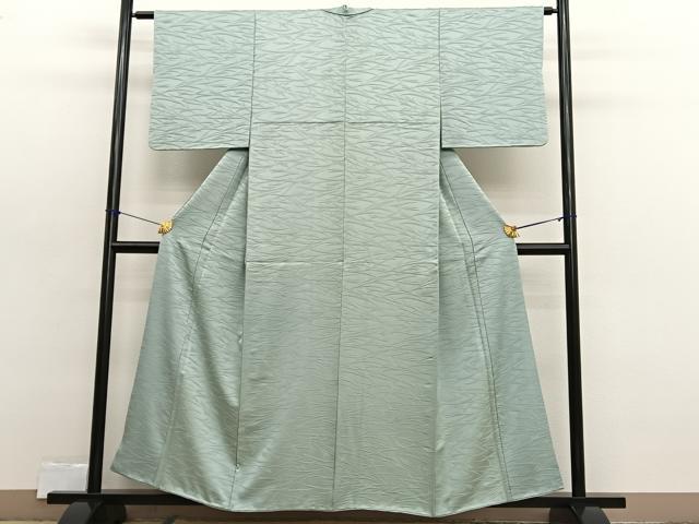 平和屋着物■上質な色無地　草葉地紋　青磁鼠色　正絹　逸品　BAAX2393hv